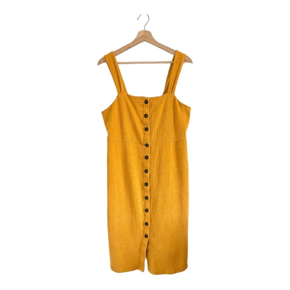 Madewell Texture & Thread Button Front Rank Dress Tungsten Glow Yellow Medium - Picture 5 of 16